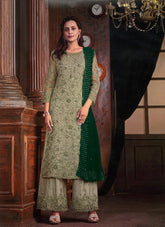 Superb Looking Salwar Suit in Pista Colour